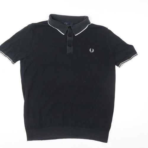 Fred Perry Men's Black Cotton Polo Shirt Size L Regular Fit