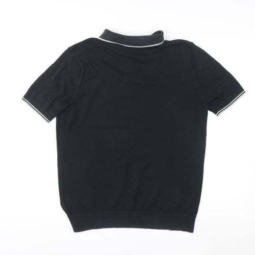 Fred Perry Men's Black Cotton Polo Shirt Size L Regular Fit