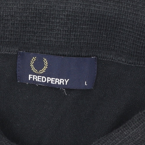 Fred Perry Men's Black Cotton Polo Shirt Size L Regular Fit