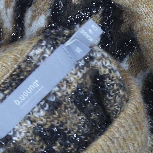 b.young Women Beige Fair Isle Knit Wool Blend Jumper Size 2XL