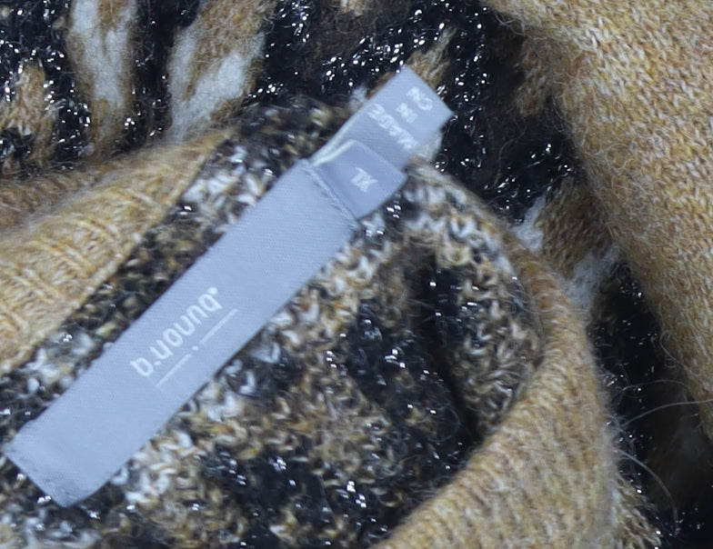 b.young Women Beige Fair Isle Knit Wool Blend Jumper Size 2XL