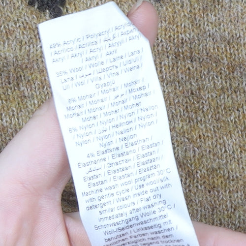 b.young Women Beige Fair Isle Knit Wool Blend Jumper Size 2XL