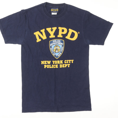 NYPD Navy Blue Men's Small Graphic Cotton T-Shirt by Torkia