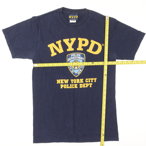 NYPD Navy Blue Men's Small Graphic Cotton T-Shirt by Torkia