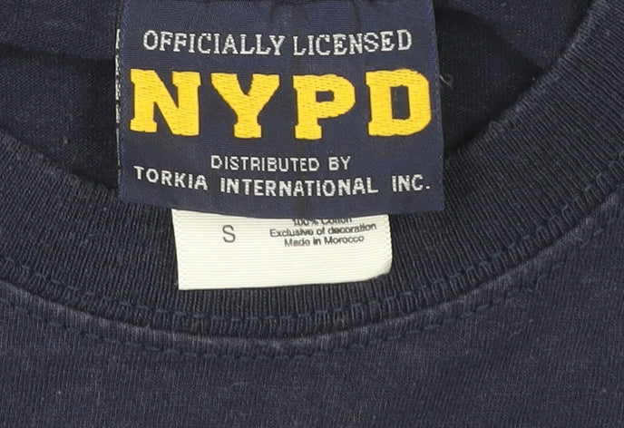 NYPD Navy Blue Men's Small Graphic Cotton T-Shirt by Torkia
