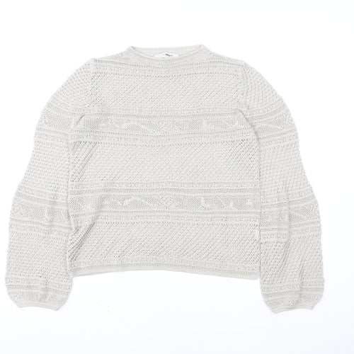 Next Women’s Ivory Crochet Knit Long Sleeve Blouse Size 12