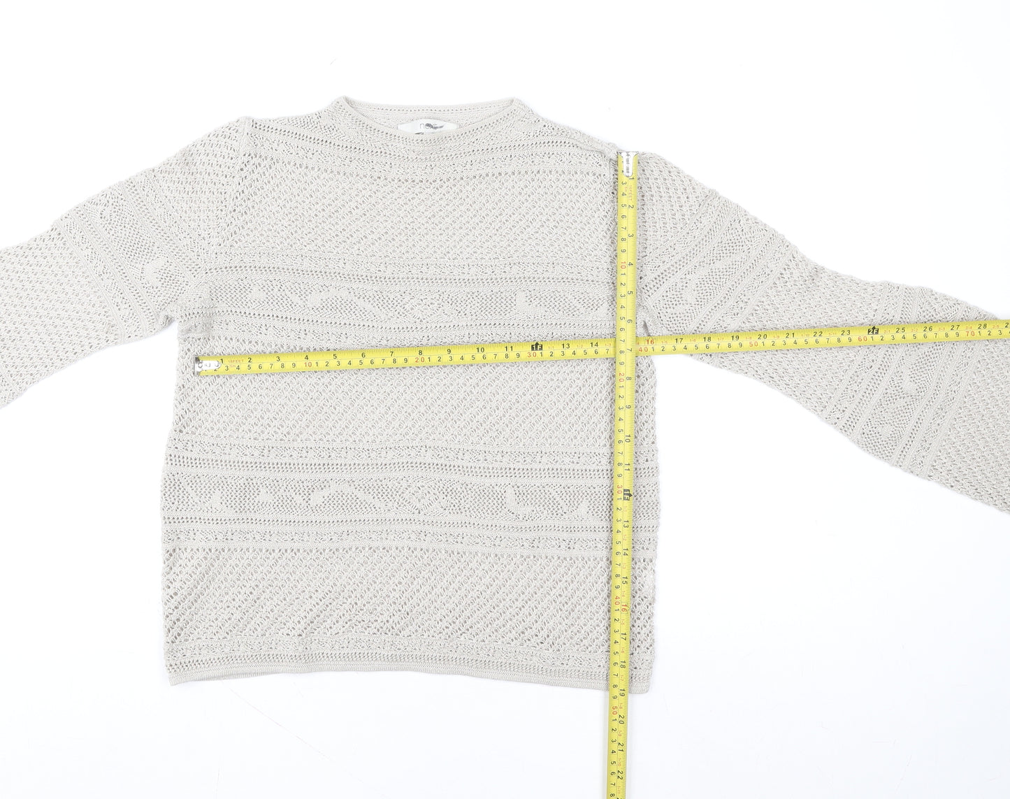 Next Women’s Ivory Crochet Knit Long Sleeve Blouse Size 12