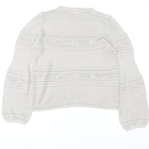 Next Women’s Ivory Crochet Knit Long Sleeve Blouse Size 12