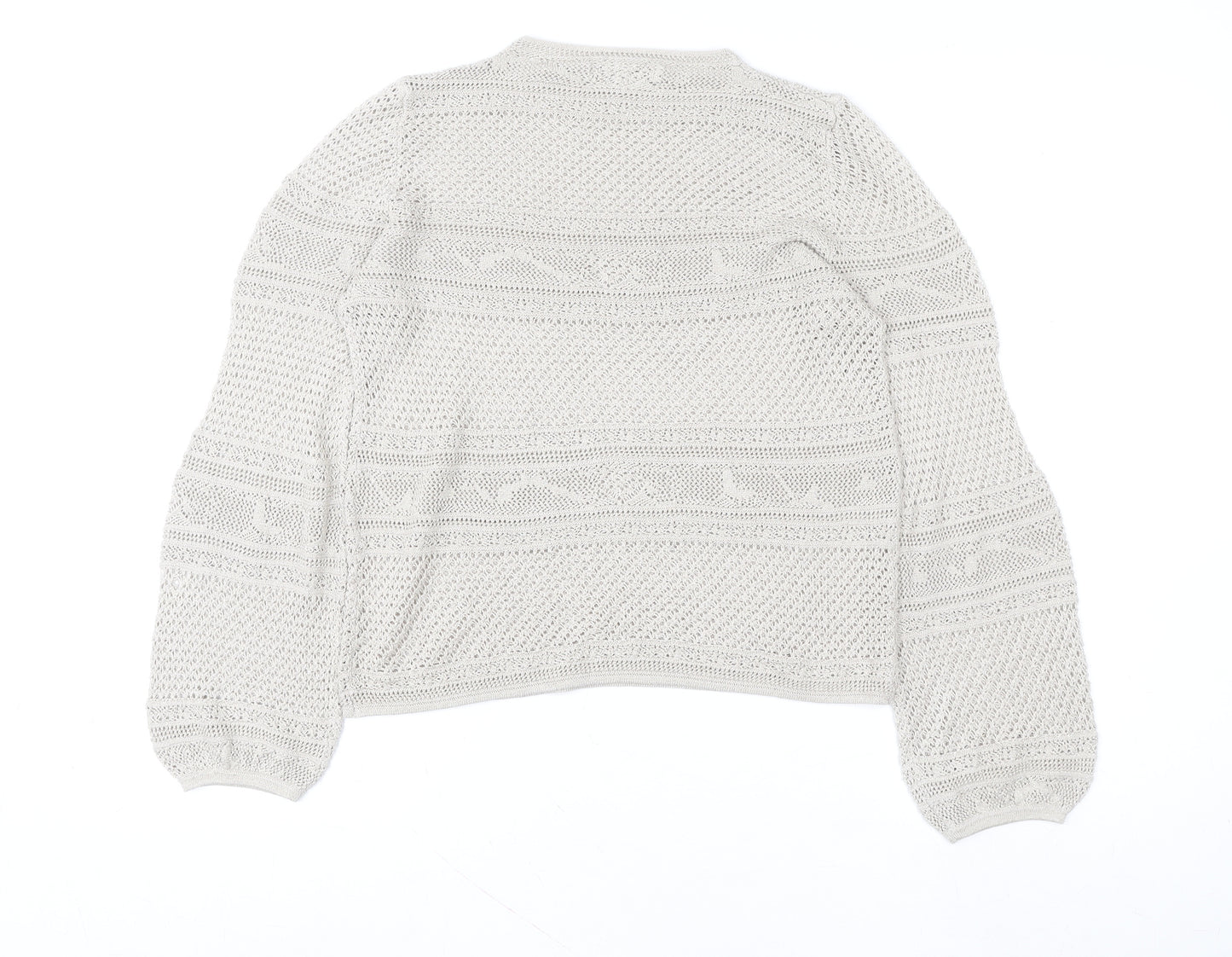 Next Women’s Ivory Crochet Knit Long Sleeve Blouse Size 12