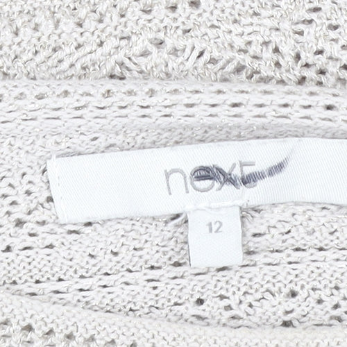 Next Women’s Ivory Crochet Knit Long Sleeve Blouse Size 12