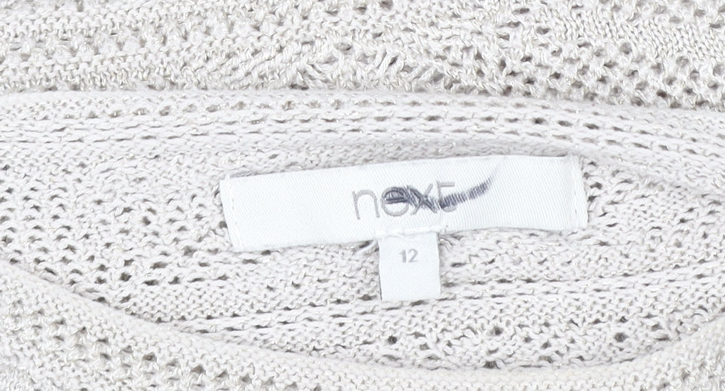 Next Women’s Ivory Crochet Knit Long Sleeve Blouse Size 12