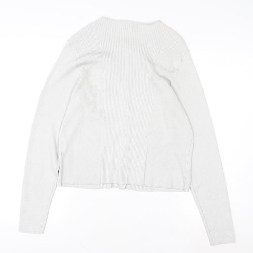 Marks and Spencer Womens Silver L Cardigan Knit Button Front Long Sleeve