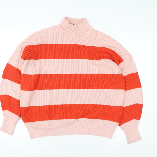 Phase Eight Womens Pink & Red Striped High Neck Pullover Sweater UK S