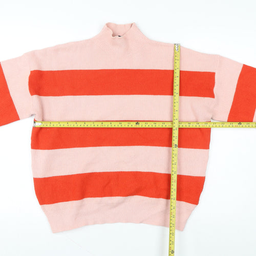 Phase Eight Womens Pink & Red Striped High Neck Pullover Sweater UK S