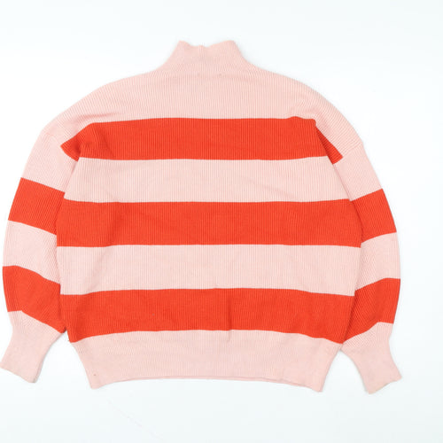 Phase Eight Womens Pink & Red Striped High Neck Pullover Sweater UK S