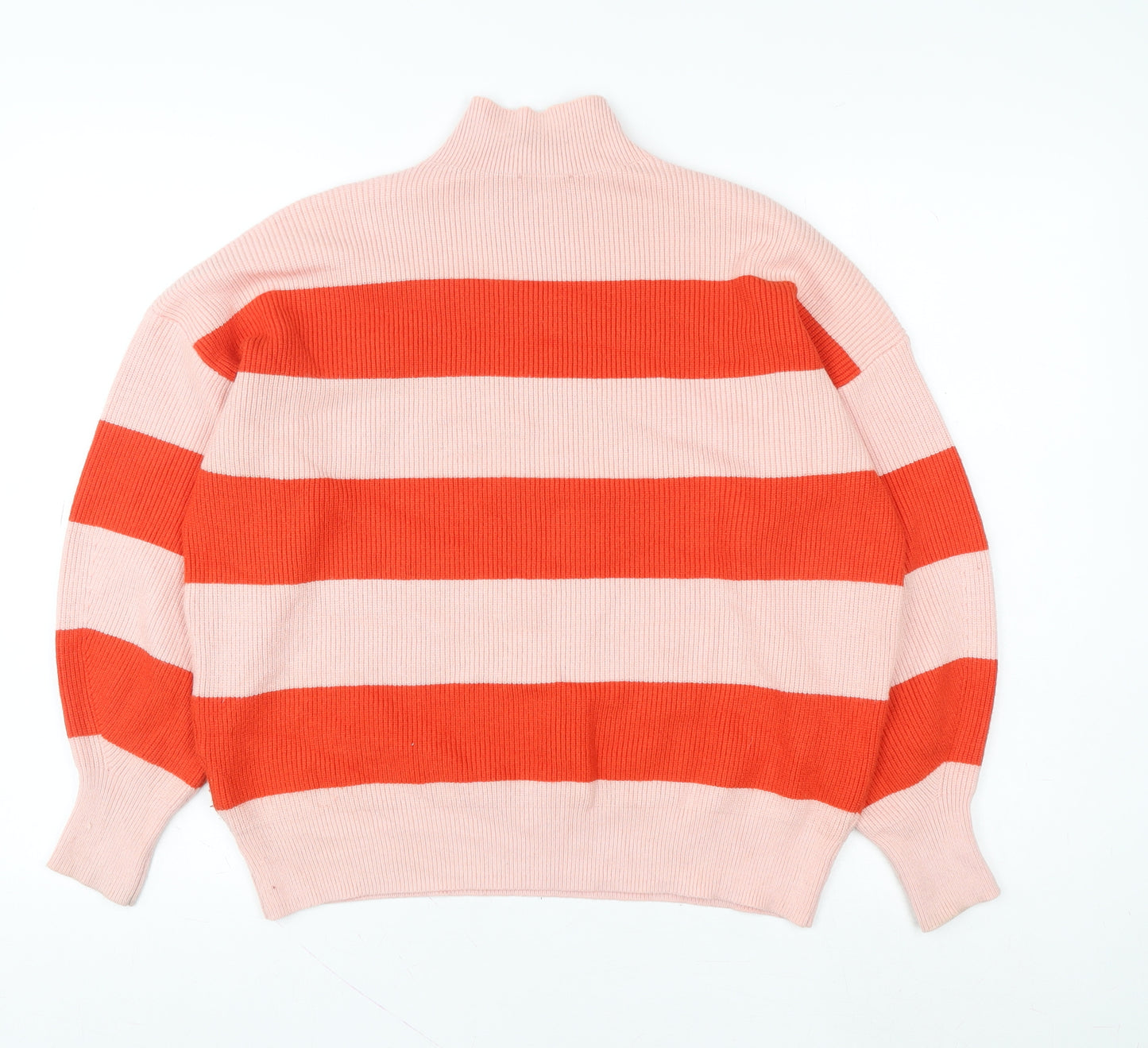 Phase Eight Womens Pink & Red Striped High Neck Pullover Sweater UK S
