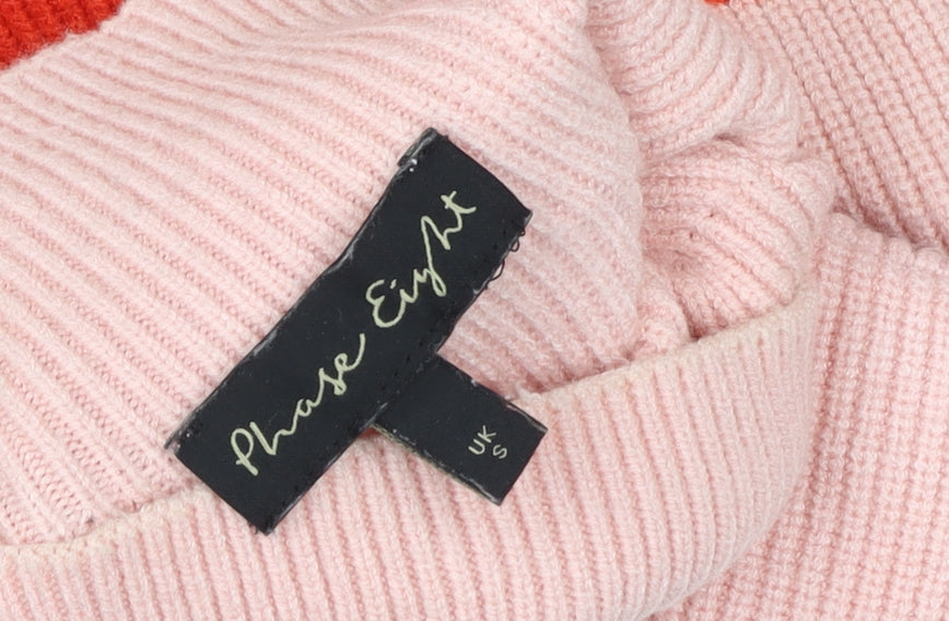 Phase Eight Womens Pink & Red Striped High Neck Pullover Sweater UK S