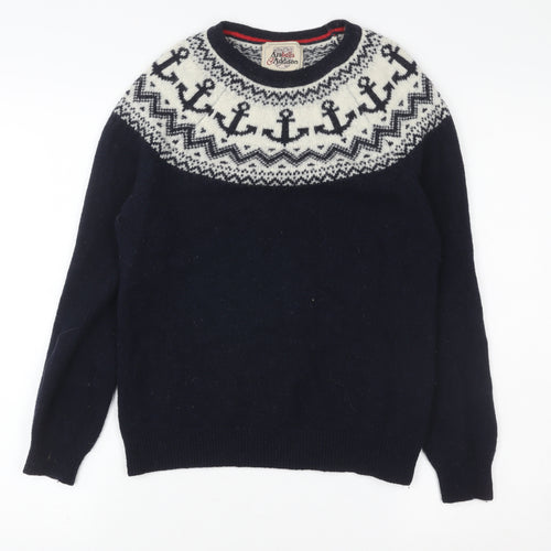 Arabella & Addison Women’s Navy Fair Isle Wool Blend Jumper Size 10