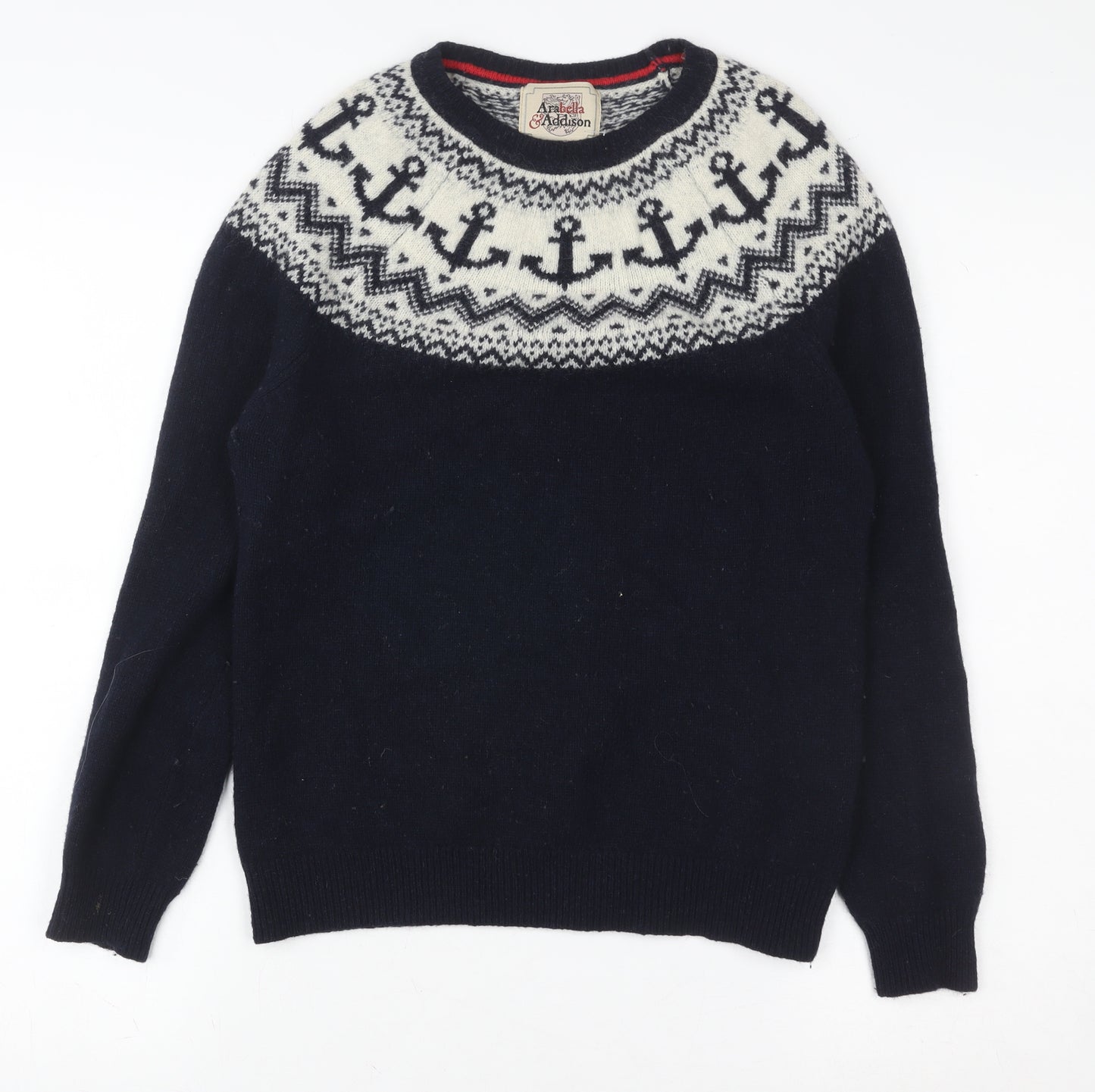 Arabella & Addison Women’s Navy Fair Isle Wool Blend Jumper Size 10