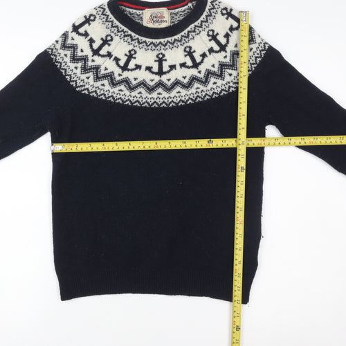 Arabella & Addison Women’s Navy Fair Isle Wool Blend Jumper Size 10