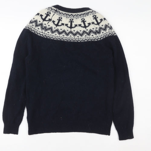 Arabella & Addison Women’s Navy Fair Isle Wool Blend Jumper Size 10