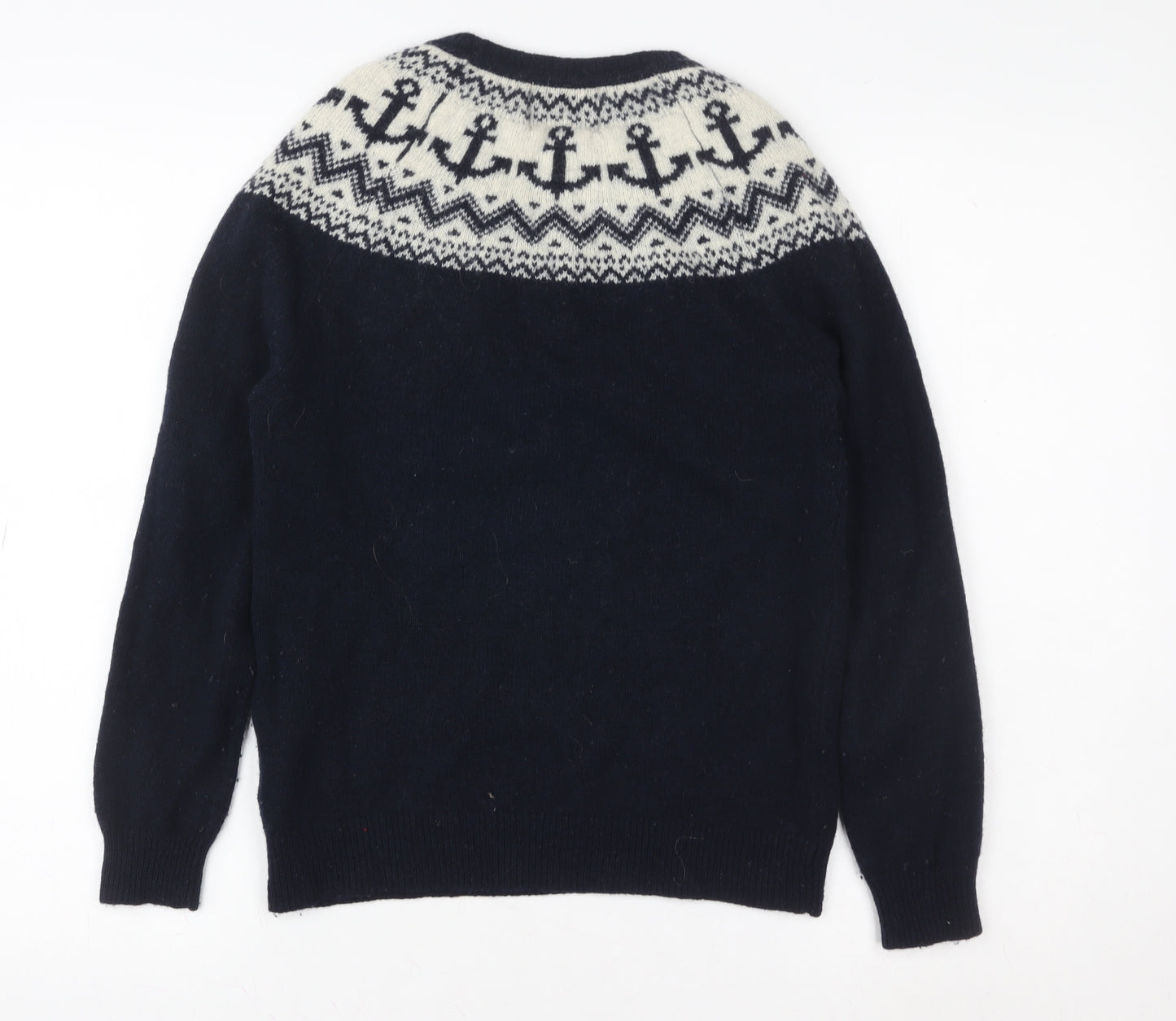 Arabella & Addison Women’s Navy Fair Isle Wool Blend Jumper Size 10