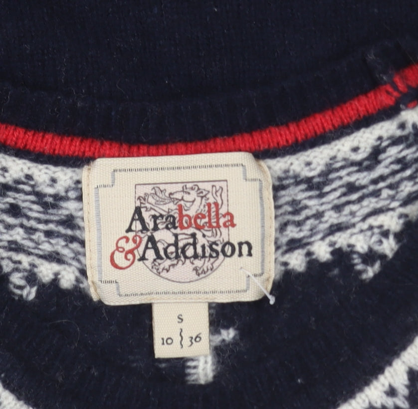 Arabella & Addison Women’s Navy Fair Isle Wool Blend Jumper Size 10