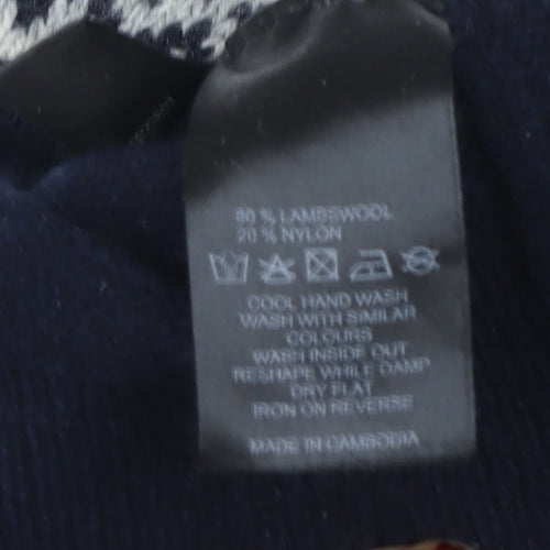 Arabella & Addison Women’s Navy Fair Isle Wool Blend Jumper Size 10