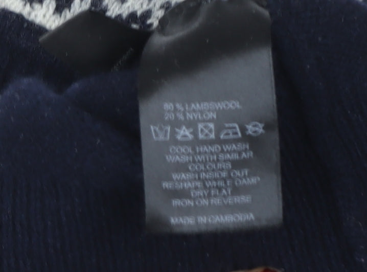 Arabella & Addison Women’s Navy Fair Isle Wool Blend Jumper Size 10