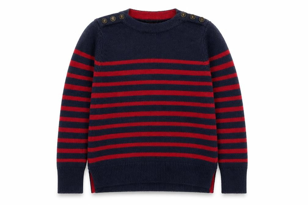 Front view of Kenar women’s multicoloured striped wool blend jumper, size L