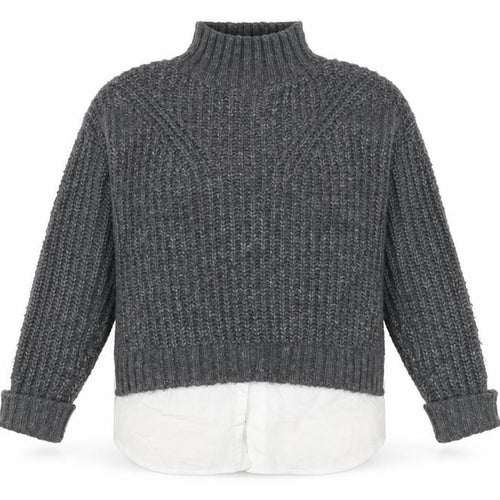 Miss Selfridge Womens Grey Mock Neck Chunky Knit Jumper Size 10