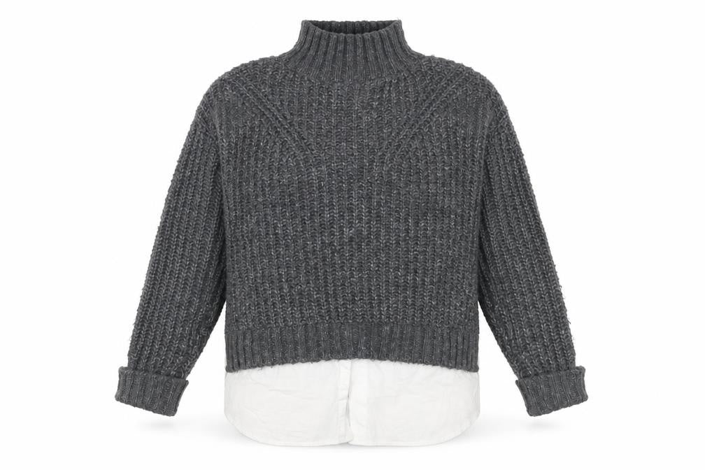 Miss Selfridge Womens Grey Mock Neck Chunky Knit Jumper Size 10