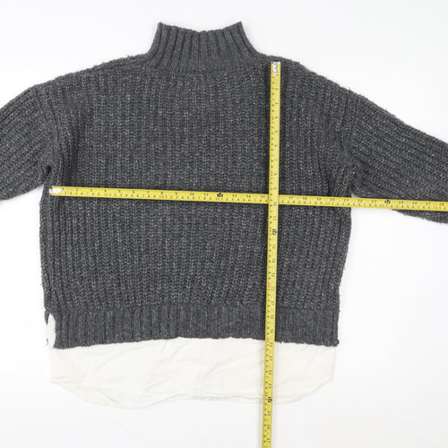 Miss Selfridge Womens Grey Mock Neck Chunky Knit Jumper Size 10