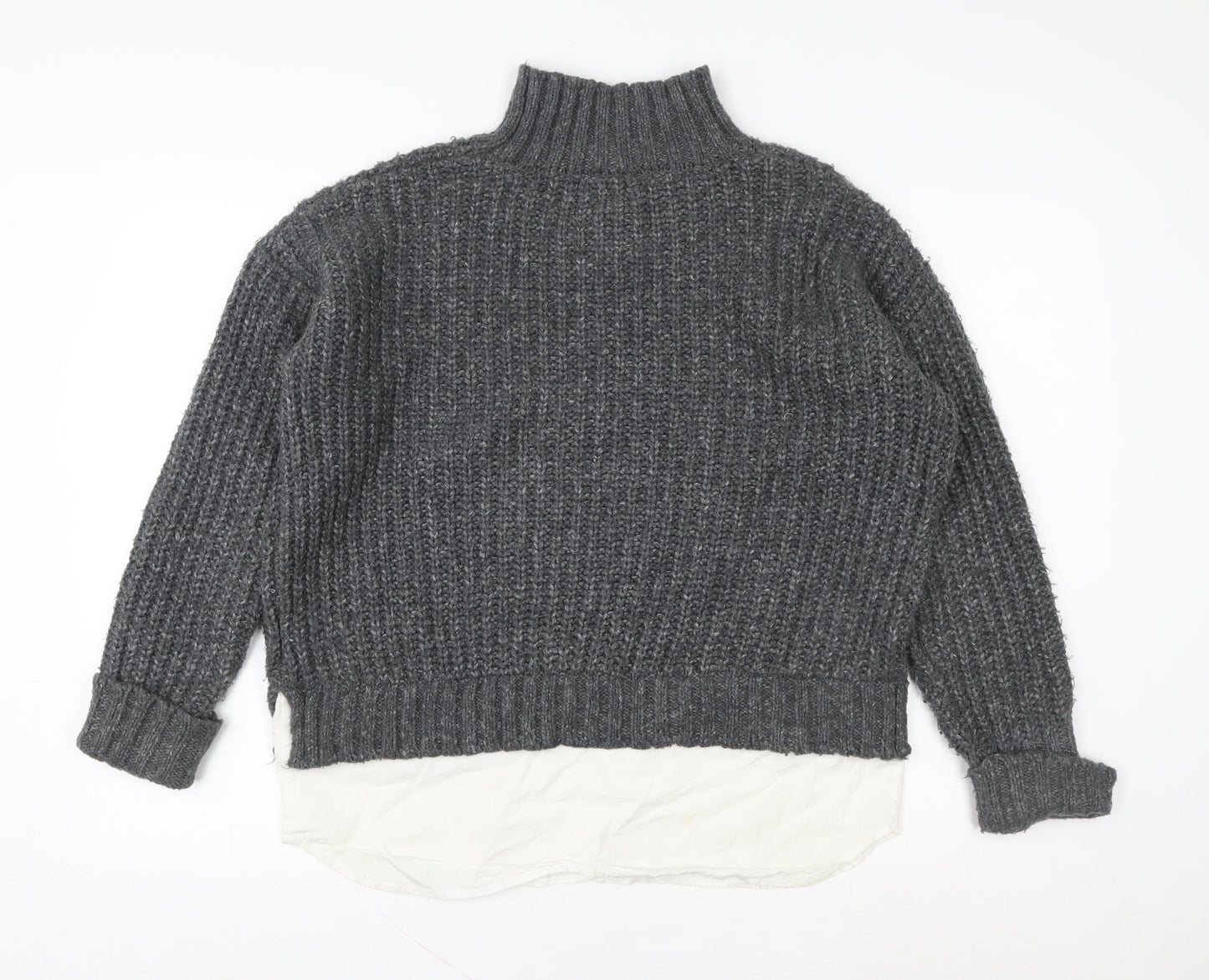 Miss Selfridge Womens Grey Mock Neck Chunky Knit Jumper Size 10