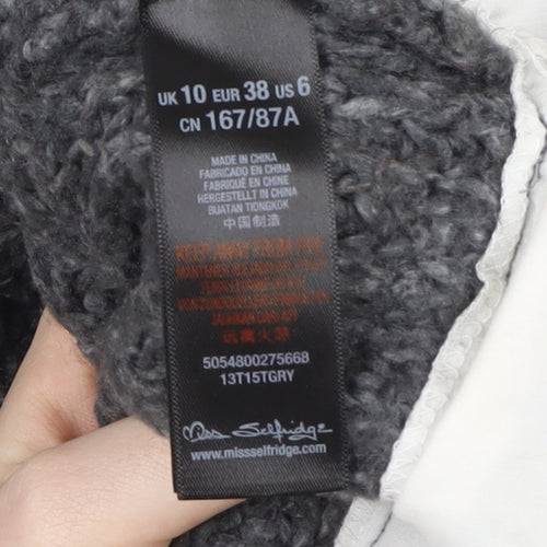 Miss Selfridge Womens Grey Mock Neck Chunky Knit Jumper Size 10