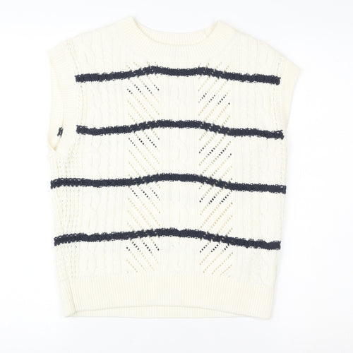 Marks and Spencer Women’s Ivory Striped Knit Sleeveless Vest S