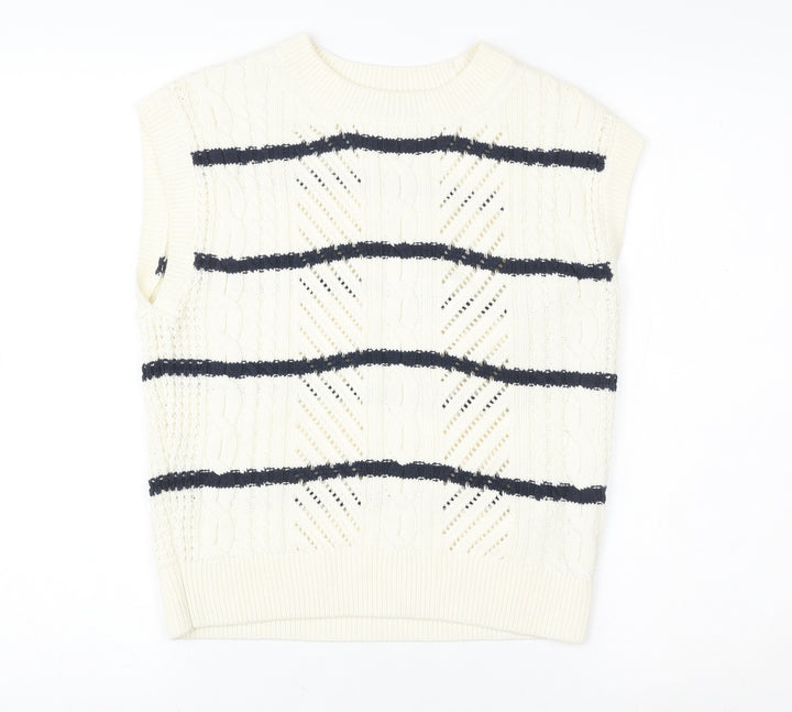 Marks and Spencer Women’s Ivory Striped Knit Sleeveless Vest S