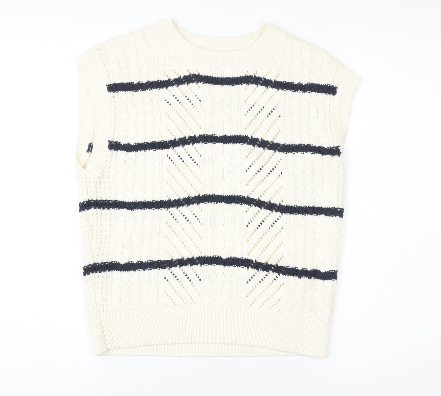 Marks and Spencer Women’s Ivory Striped Knit Sleeveless Vest S