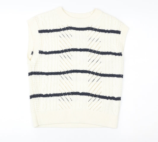 Marks and Spencer Women’s Ivory Striped Knit Sleeveless Vest S