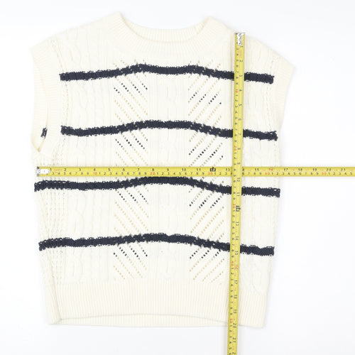 Marks and Spencer Women’s Ivory Striped Knit Sleeveless Vest S