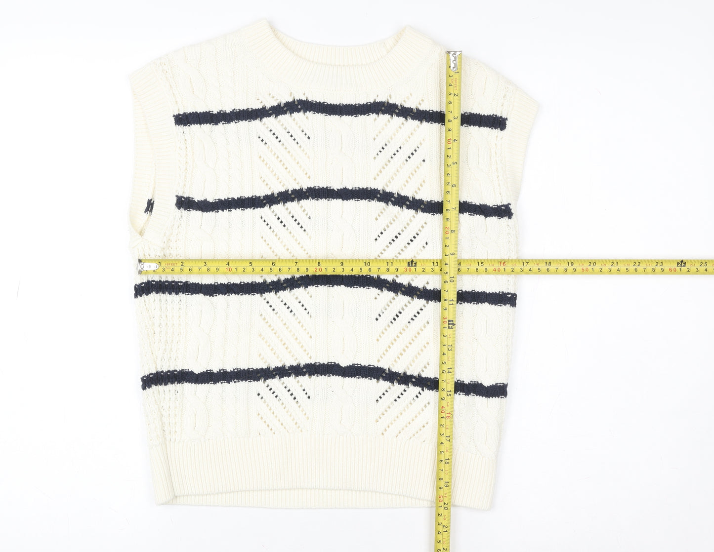 Marks and Spencer Women’s Ivory Striped Knit Sleeveless Vest S