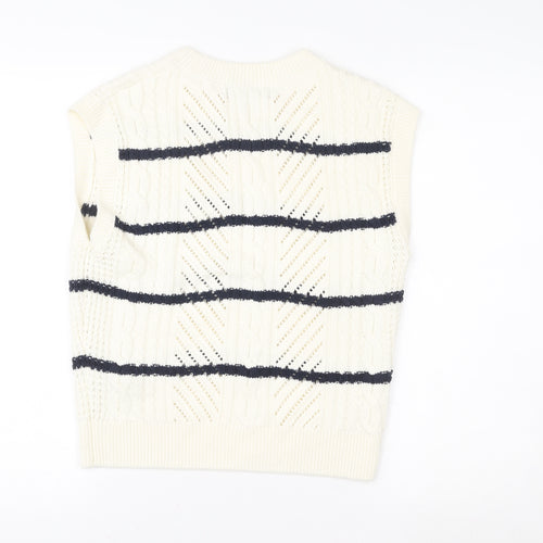 Marks and Spencer Women’s Ivory Striped Knit Sleeveless Vest S