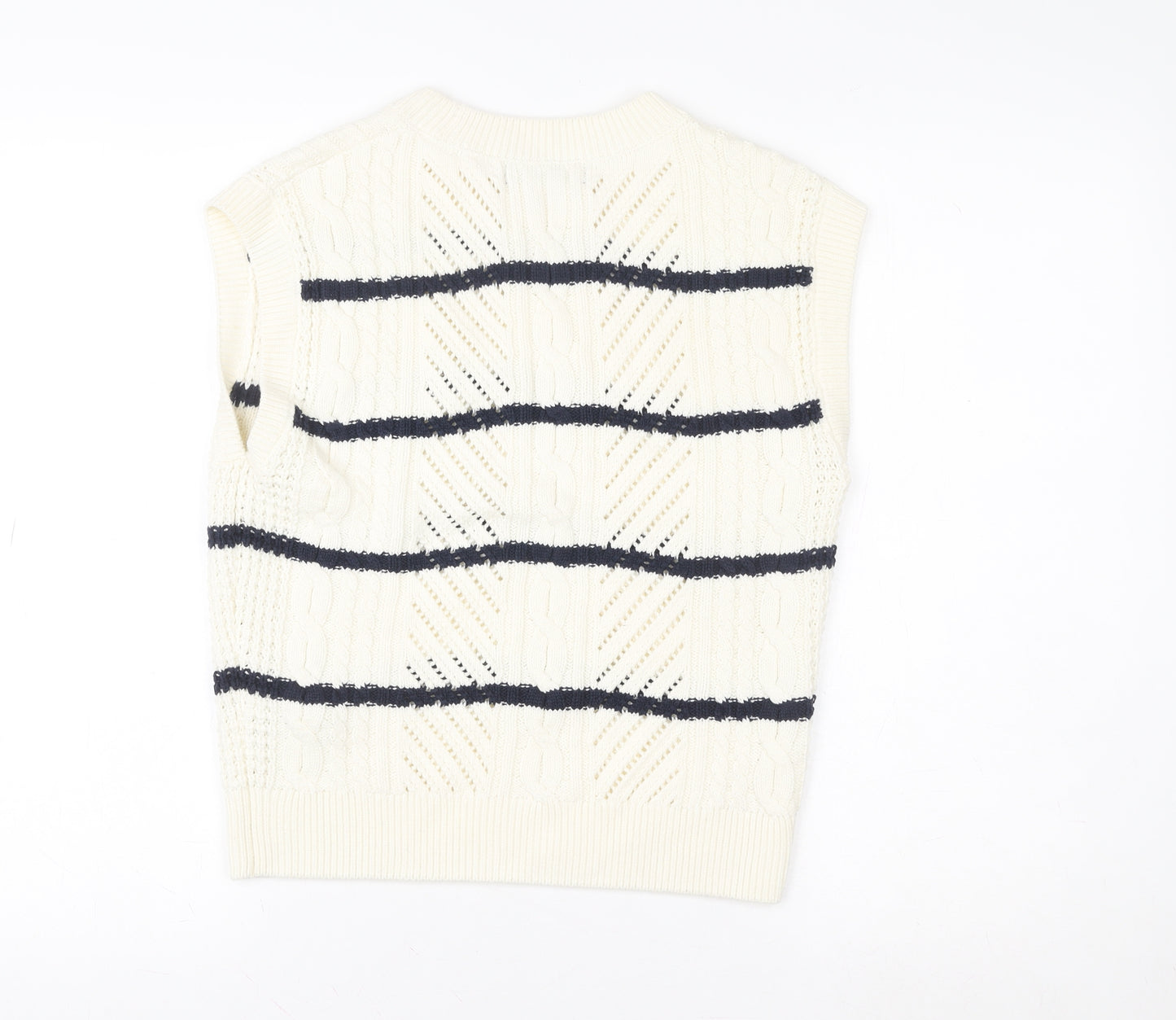 Marks and Spencer Women’s Ivory Striped Knit Sleeveless Vest S