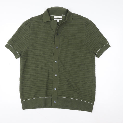 Marks and Spencer Men's Green Cotton Polo Shirt L Regular Fit