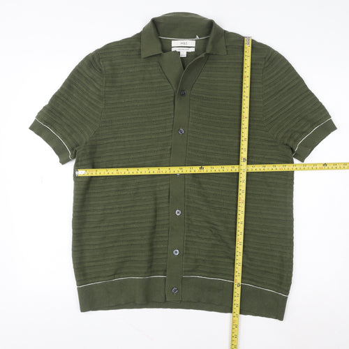 Marks and Spencer Men's Green Cotton Polo Shirt L Regular Fit