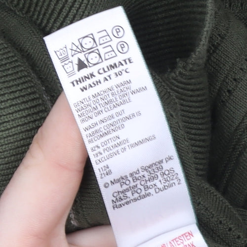 Marks and Spencer Men's Green Cotton Polo Shirt L Regular Fit