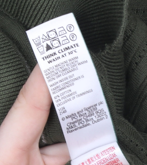 Marks and Spencer Men's Green Cotton Polo Shirt L Regular Fit