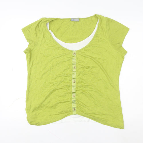 Marks and Spencer Per Una Women's Green Button T-Shirt Size 20