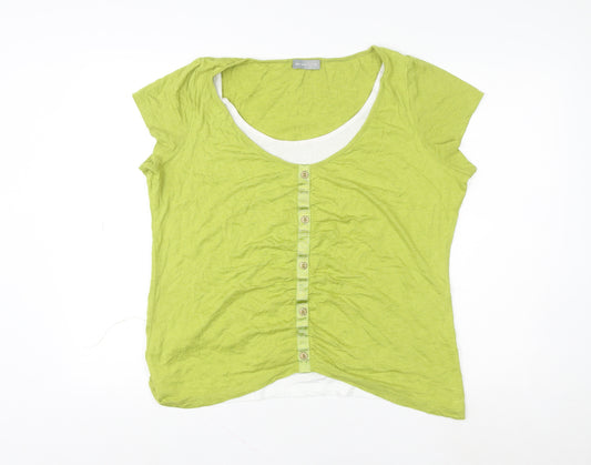 Marks and Spencer Per Una Women's Green Button T-Shirt Size 20