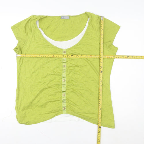 Marks and Spencer Per Una Women's Green Button T-Shirt Size 20